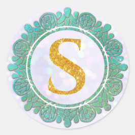 Elegante Monogram Eerste Letters met Mandala Ronde Sticker