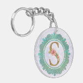 Elegante Monogram Eerste Letters met Mandala Sleutelhanger (Voorkant Links)