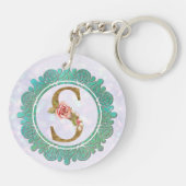 Elegante Monogram Eerste Letters met Mandala Sleutelhanger (Achterkant)