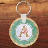 Elegante Monogram Eerste Letters met Mandala Sleutelhanger (Voorkant)