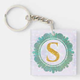 Elegante Monogram Eerste Letters met Mandala Sleutelhanger