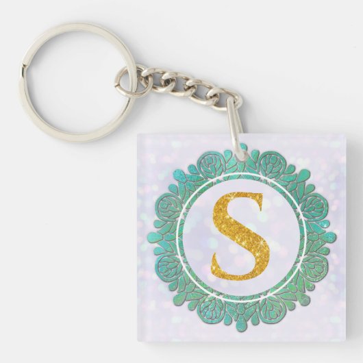 Elegante Monogram Eerste Letters met Mandala Sleutelhanger (voorkant)