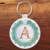 Elegante Monogram Eerste Letters met Mandala Sleutelhanger (Voorkant)