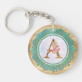 Elegante Monogram Eerste Letters met Mandala Sleutelhanger
