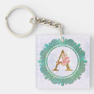 Elegante Monogram Eerste Letters met Mandala Sleutelhanger