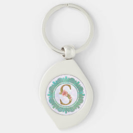 Elegante Monogram Eerste Letters met Mandala Sleutelhanger
