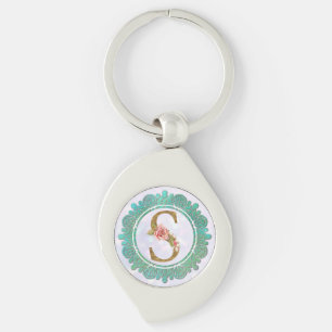 Elegante Monogram Eerste Letters met Mandala Sleutelhanger