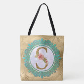 Elegante Monogram Eerste Letters met Mandala Tote Bag (Voorkant)