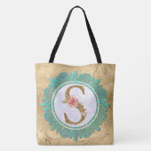 Elegante Monogram Eerste Letters met Mandala Tote Bag (Achterkant)