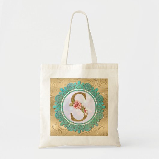 Elegante Monogram Eerste Letters met Mandala Tote Bag (Voorkant)