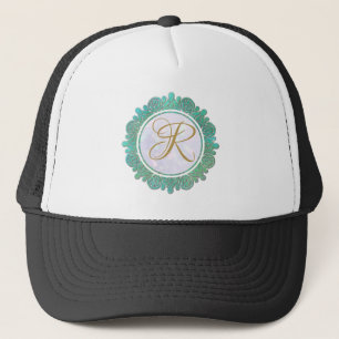 Elegante Monogram Eerste Letters met Mandala Trucker Pet