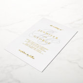 Elegante monogram eerste letters witte trouw goud folie uitnodiging (Gedraaid)