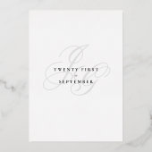 Elegante monogram eerste letters witte trouw goud folie uitnodiging (Achterkant)