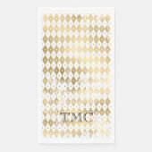 Elegante Monogram Eerste Letters Zwart Goud Harlek Servet (Voorkant)