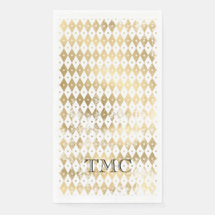 Elegante Monogram Eerste Letters Zwart Goud Harlek Servet