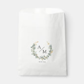 Elegante, monogram, eucalyptuskrans  bedankzakje (Voorkant)