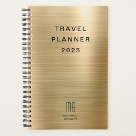 Elegante Monogram Faux Goud Reis Planner