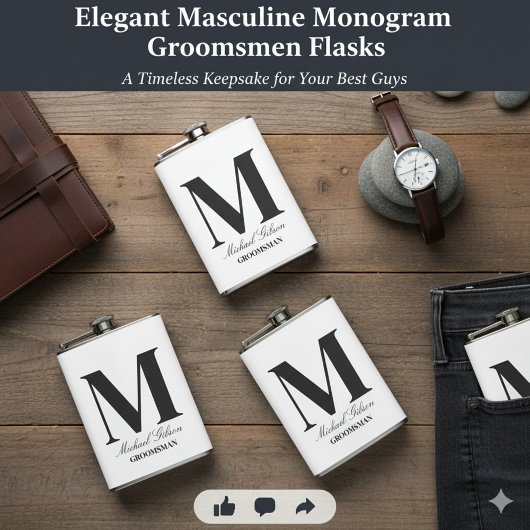 Elegante Monogram Fles - Gepersonaliseerde Bruidsj Heupfles