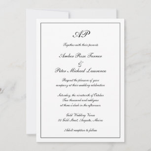 Elegante Monogram Formele All In One Trouwkaart Kaart