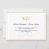 Elegante Monogram Formele Gouden Huwelijksreceptie Kaart (Voorkant)
