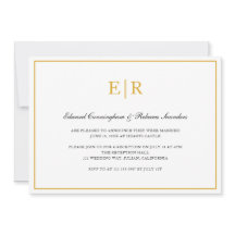 Elegante Monogram Formele Gouden Huwelijksreceptie