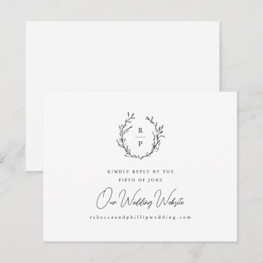 Elegante Monogram Formele Trouwwebsite RSVP Kaartje (Voorkant / Achterkant)