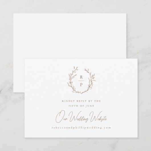Elegante Monogram Formele Trouwwebsite RSVP Kaartje (Voorkant / Achterkant)