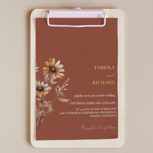 Elegante Monogram Foto Bruidsboeket Bruiloft  Folie Uitnodiging