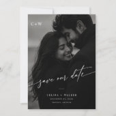 Elegante Monogram Foto Save The Date Kaart. (Voorkant)