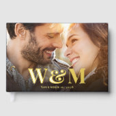 Elegante Monogram foto's Huwelijk Gastenboek (Voorkant)