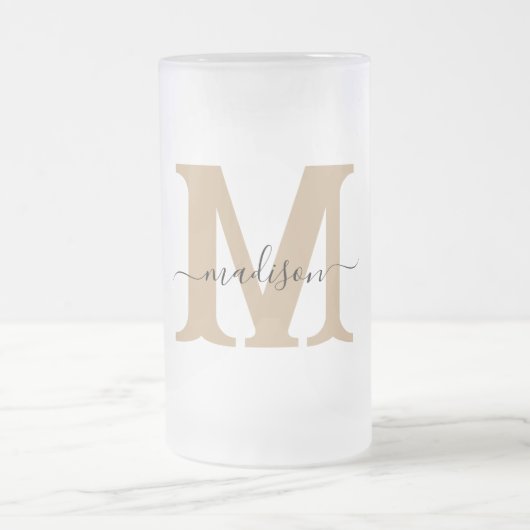 Elegante Monogram Frosted Beer Mok (Center)