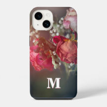 Elegante Monogram Gedroogde Bloemen Custom iPhone 