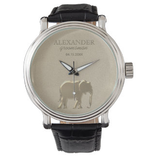 Elegante Monogram Gegoudronde Bruidsjonker Horloge
