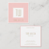 Elegante Monogram Gemarkeerde Roze Goud Kaart Vierkante Visitekaartje (Voorkant / Achterkant)