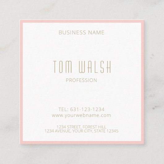 Elegante Monogram Gemarkeerde Roze Gouden Tekst Mo Vierkante Visitekaartje (Achterkant)