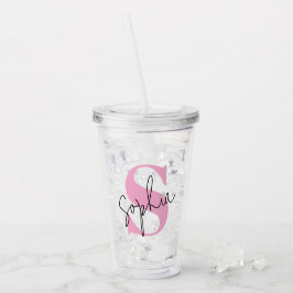 Elegante Monogram Gepersonaliseerde Acryl Tumbler Drinkbeker