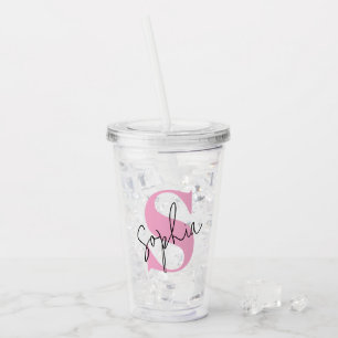 Elegante Monogram Gepersonaliseerde Acryl Tumbler Drinkbeker