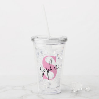 Elegante Monogram Gepersonaliseerde Acryl Tumbler Drinkbeker