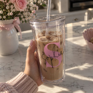 Elegante Monogram Gepersonaliseerde Acryl Tumbler Drinkbeker