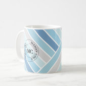 Elegante monogram gestreepte mokken voor hem en ha (Voorkant links)