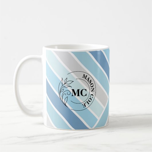 Elegante monogram gestreepte mokken voor hem en ha (Links)