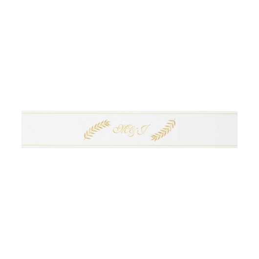 Elegante Monogram Golden Leaves Wedding Uitnodigingen Wikkel (Vlak)