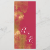 Elegante Monogram Goud Rood Roze Magenta Bruiloft Menu (Achterkant)