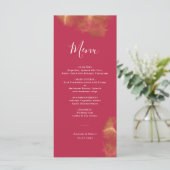 Elegante Monogram Goud Rood Roze Magenta Bruiloft Menu (Staand voorkant)