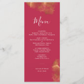 Elegante Monogram Goud Rood Roze Magenta Bruiloft Menu (Voorkant)