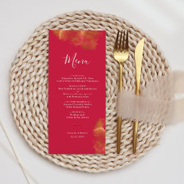 Elegante Monogram Goud Rood Roze Magenta Bruiloft Menu