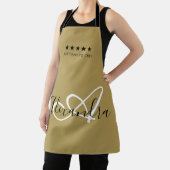 Elegante Monogram Goud Witte Script Beste Chef Naa Schort (Insitu)
