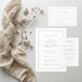 Elegante Monogram Goud Witte Trouw Dinner Menu 