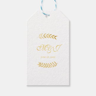 Elegante Monogram Gouden Bladeren Huwelijksgunst Cadeaulabel