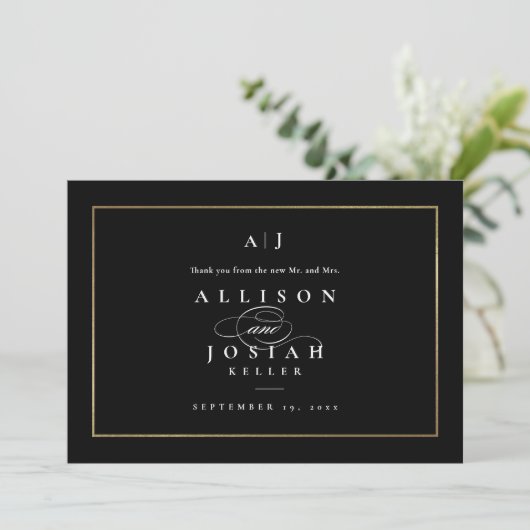 Elegante Monogram Gouden Bruiloft (Staand voorkant)
